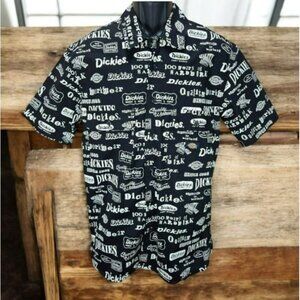 Dickies Mens Black Short Sleeve Shirt Small Dickies All-Over Graphic